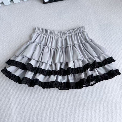 Purple Pumpkin Cake Skirt Women Y2k Short Fluffy White Lace Mini Skirts Girl's Sweet Lolita Pink A Line Pleated Skirts For Women