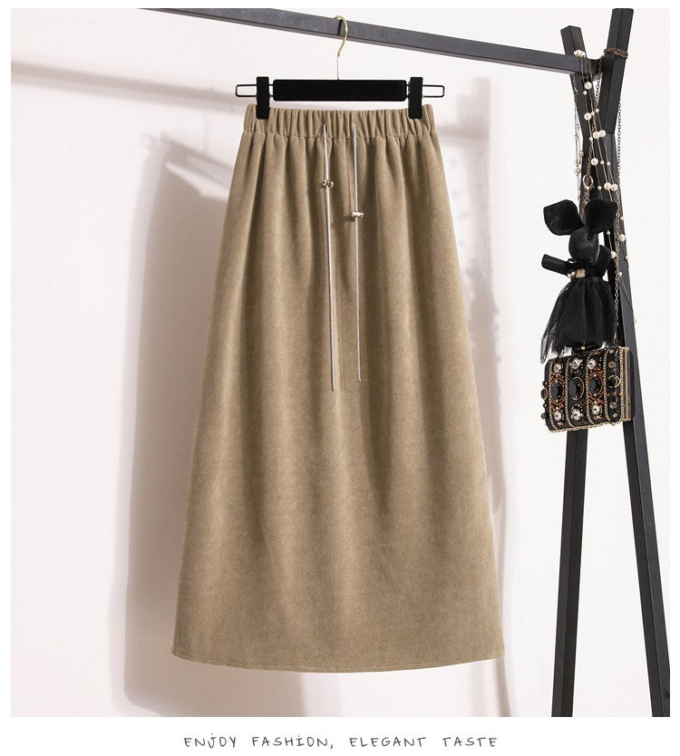 Women's New Style High-Waist Plus Size Skirts Elastic Waist Solid Wrap Buttocks Autumn Winter 2025 Versatile Straight Leg Skirt