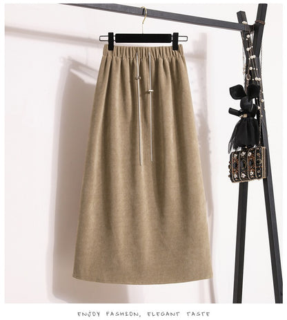 Women's New Style High-Waist Plus Size Skirts Elastic Waist Solid Wrap Buttocks Autumn Winter 2025 Versatile Straight Leg Skirt