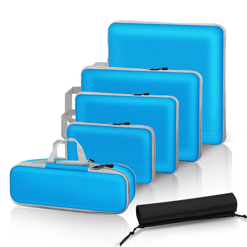 6PCS Travel Compressed Packing Cubes Storage Organizer Set With Shoe Bag Mesh Visual Luggage Portable Lightweight Suitcase Bag