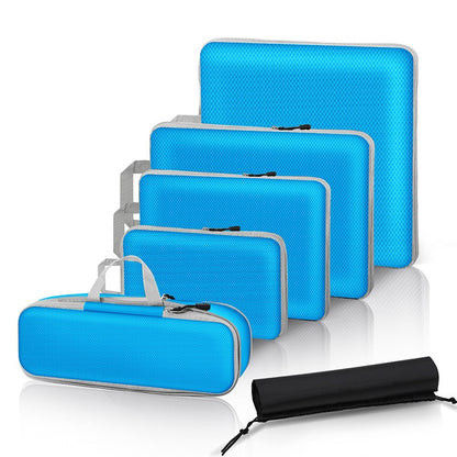 6PCS Travel Compressed Packing Cubes Storage Organizer Set With Shoe Bag Mesh Visual Luggage Portable Lightweight Suitcase Bag