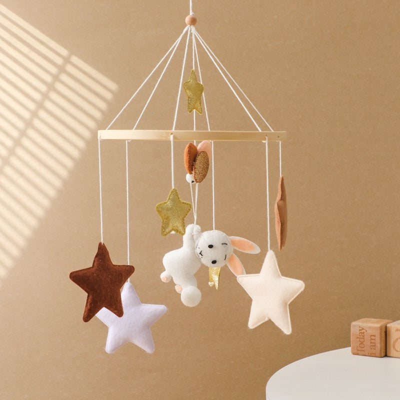 Móbile de Berço Musical de Dinossauro de Feltro e Madeira, Brinquedo de Chocalho Pendurado para Bebê, Brinquedos para Recém-Nascidos de 0 a 12 Meses, Suporte de Presente para Berço Infantil