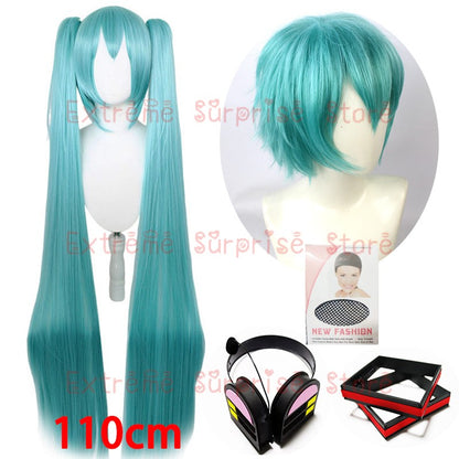 Female Miku Cosplay Wig 110cm Long Short Male Mikuo Cosplay Wig Heat Resistant Synthetic Wig Headwear Props