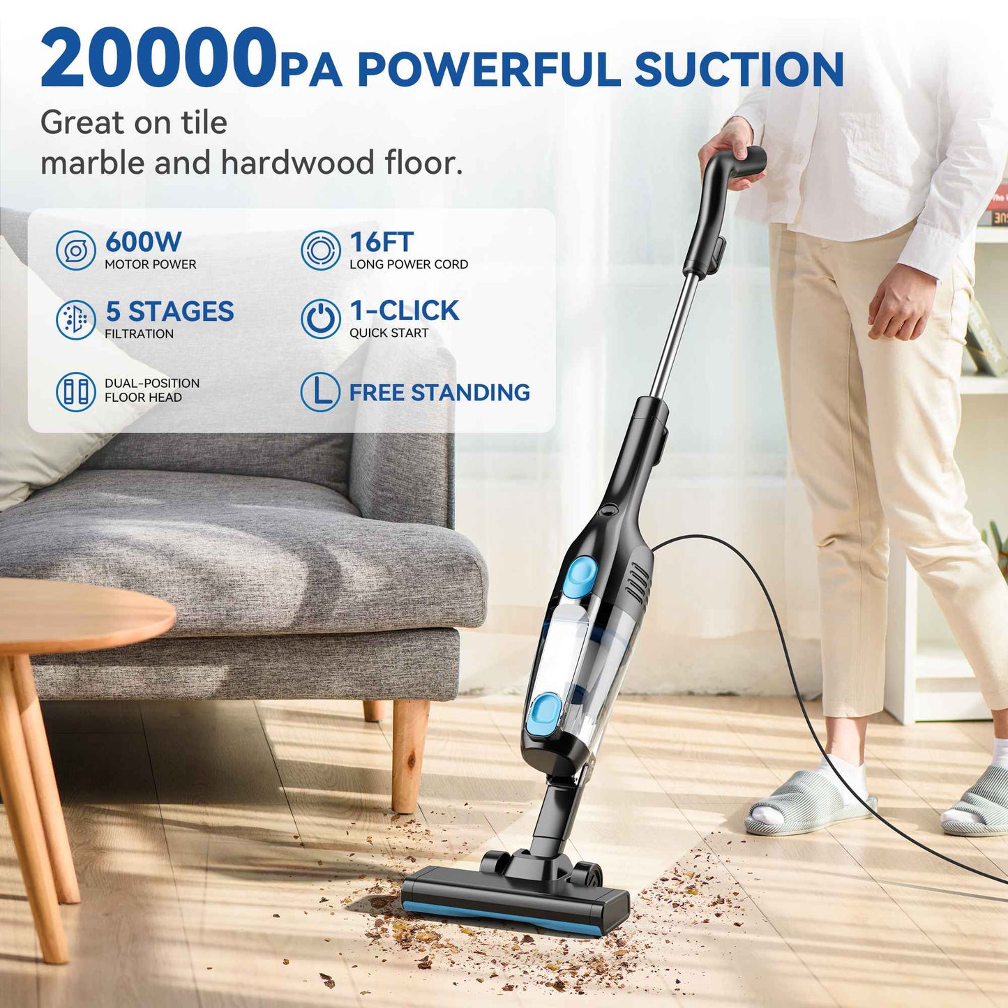 INSE R3S Corded Vacuum Cleaner 16Kpa 6M Extra Long Cord Handheld Vacuum Cleaner for Car Cleaning Hard Floor Household Appliance