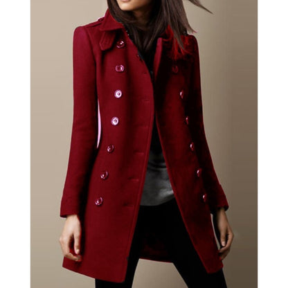 Fashion Elegance Women Jacket Mid-length Coat 2025 Solid color Belt Single-breasted Turn-down Collar for Ladies Office Outfit