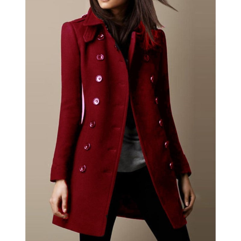 Fashion Elegance Women Jacket Mid-length Coat 2025 Solid color Belt Single-breasted Turn-down Collar for Ladies Office Outfit
