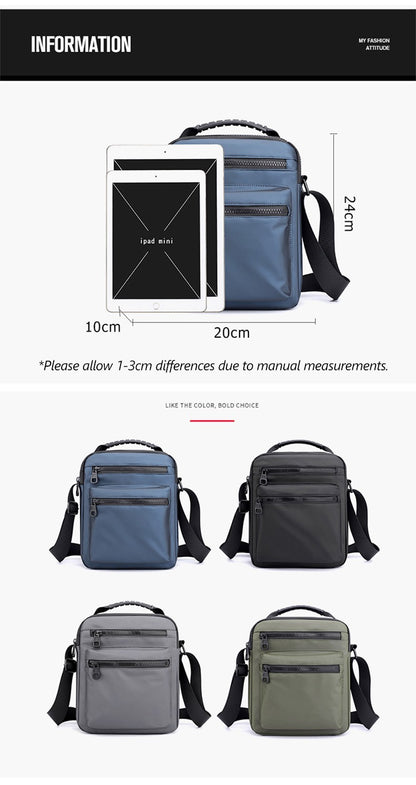 Man Classic Messenger Bag Men's Multifunction Shoulder Sling Pack Nylon Business Crossbody Flap Male Simple Handbags
