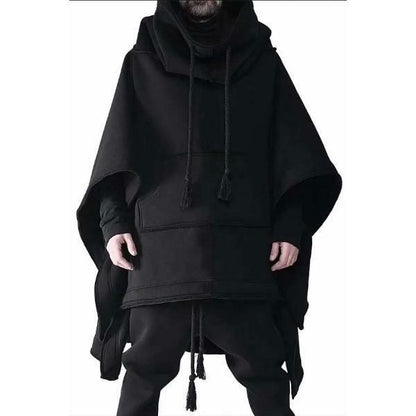 Men's Personality Cape Cape Long Bat Sleeve Coat Cape Hoodie Short Front Long Back