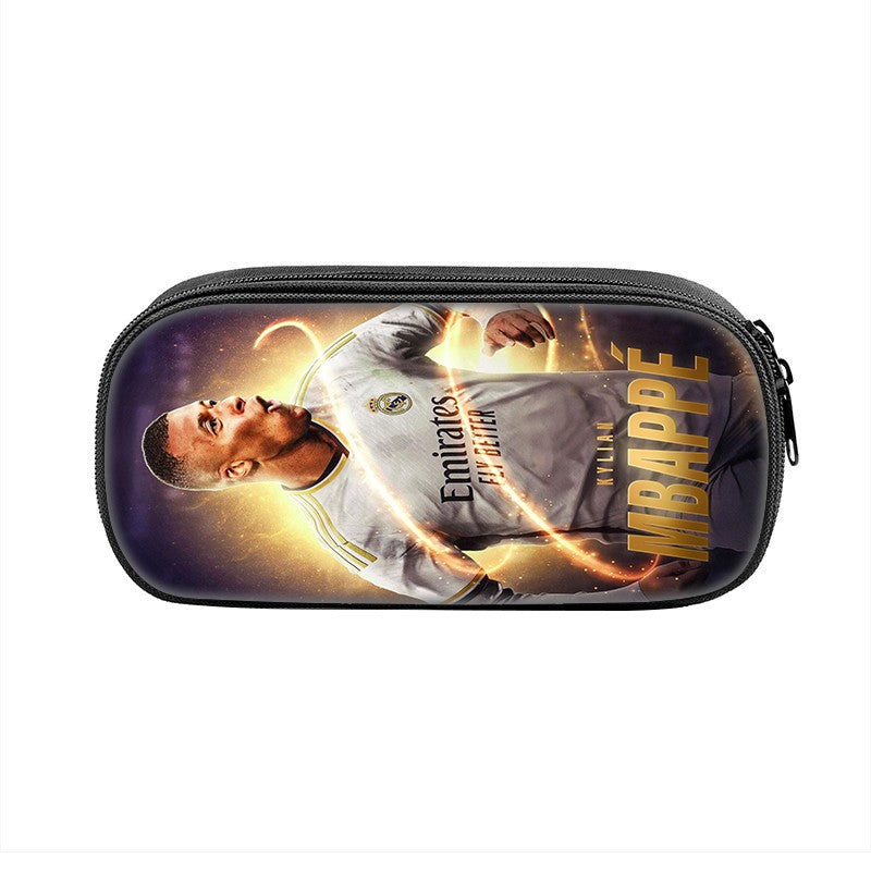M-Mbappe Conjunto de 3 Peças Bolsa Escolar Mochila Esportiva de Futebol com Bolsas de Ombro Estojo para Canetas Mochila Escolar Jogador Estrela para Melhor Presente