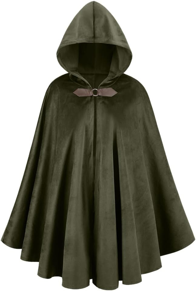 Capa Medieval com Capuz de Veludo L'VOW - Capa de Renascença com Capuz, Capuz Vintage, Fantasia de Feiticeiro de Halloween
