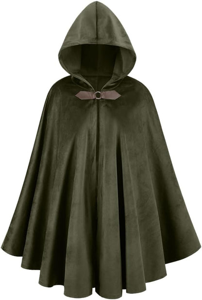 Capa Medieval com Capuz de Veludo L'VOW - Capa de Renascença com Capuz, Capuz Vintage, Fantasia de Feiticeiro de Halloween
