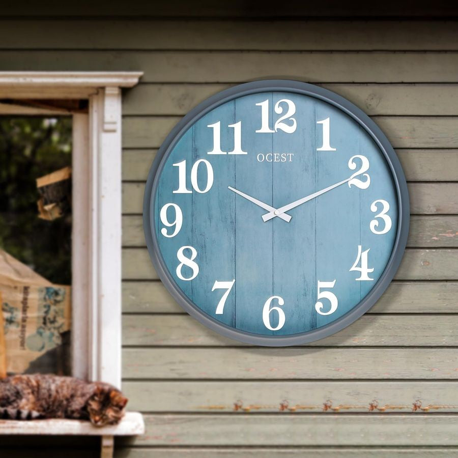 18 Inch Large Wall Clock, Silent NonTicking Modern Wall Clocks with Woodgrain Design Decorative for Living Room, Farmhouse, Kitc