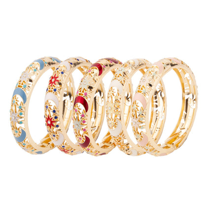 6 Cores Pulseira Esmaltada para Mulheres, Bracelete Oco na Mão, Índia Cloisonné, Joias Africanas, Pulseiras Femininas, Presentes Boêmios
