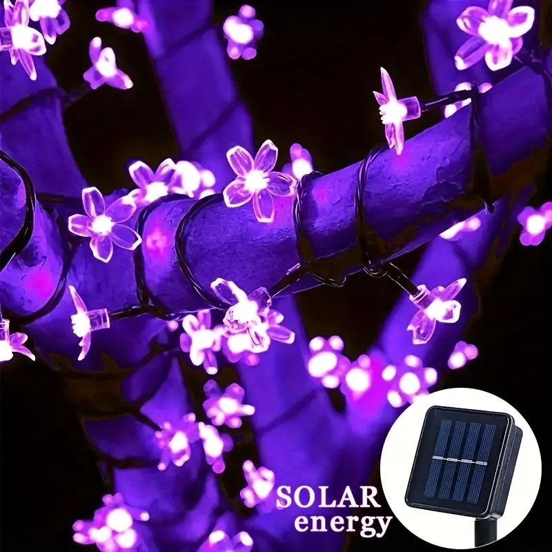 Solar Cherry Garden Blossom Flower Lights Garlands String Lights Solar Outdoor Waterproof Christmas Decoration Lamp