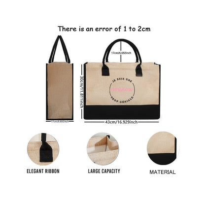 Text Printing Series Tote Bags Handbag Women's Beach Bags Reusable Large Capacity Shopping Bag for Lady