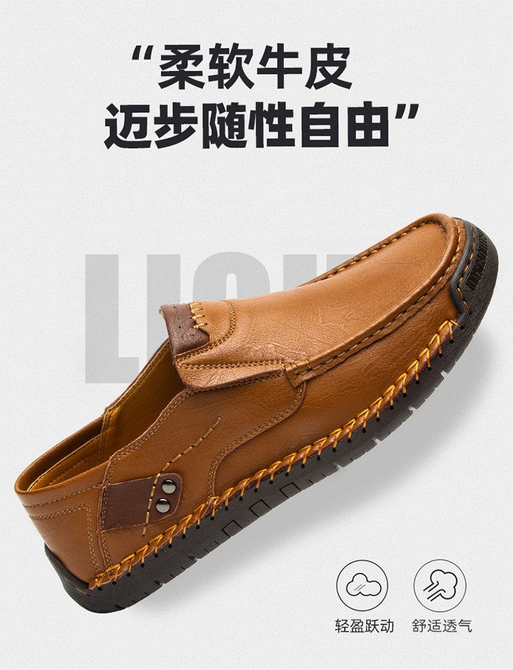 Novos Sapatos Masculinos de Couro Feitos à Mão Casuais Confortáveis Mocassins Masculinos de Couro Slip On Sapatilhas Masculinas Venda Quente Calçados para Caminhada ao Ar Livre