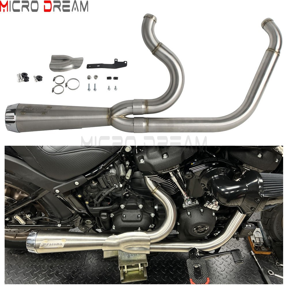 2-in-1 Stainless Steel Motorcycle Exhaust Muffler 1 3/4" to 2" Exhaust Pipes For Harley Low Rider ST Fat Bob FXFB FXFBS 2018-Up