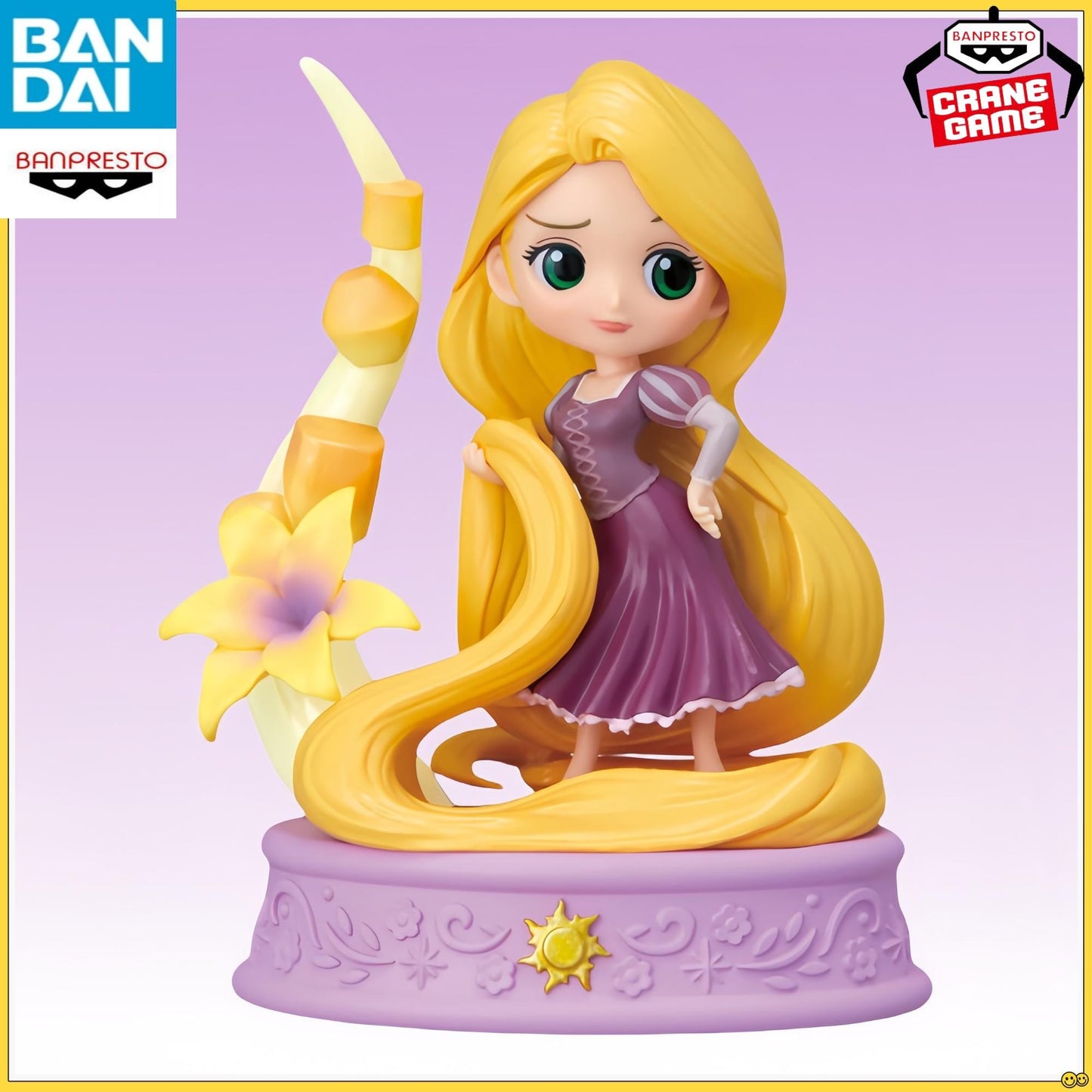 Em estoque Banpresto Bandai Q Posket Stories Personagens Disney - Rapunzel 8cm Estilo Chibi Figura Fofa Em Pé Modelo