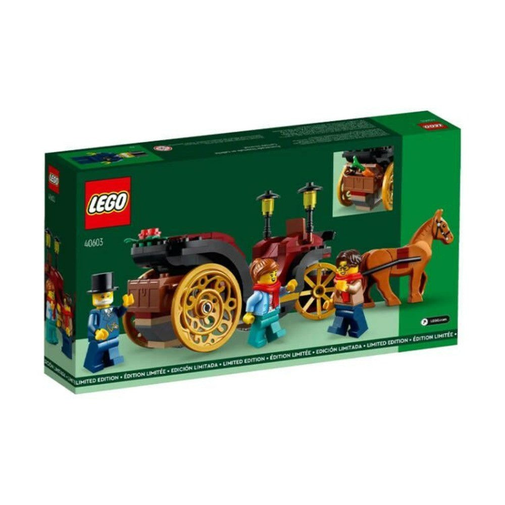 LEGO Passeio de Carruagem de Inverno 40603 GWP - Minifiguras Festivas, Rodas Douradas e Design Encantador para a Alegria do Feriado (153 pçs)