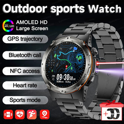 2026 Popular Outdoors GPS Sports Smart Watch Masculino Tela AMOLED Bússola à Prova D'água 500mAh NFC Chamada HD Smart Watch Para Homens T-REX 3