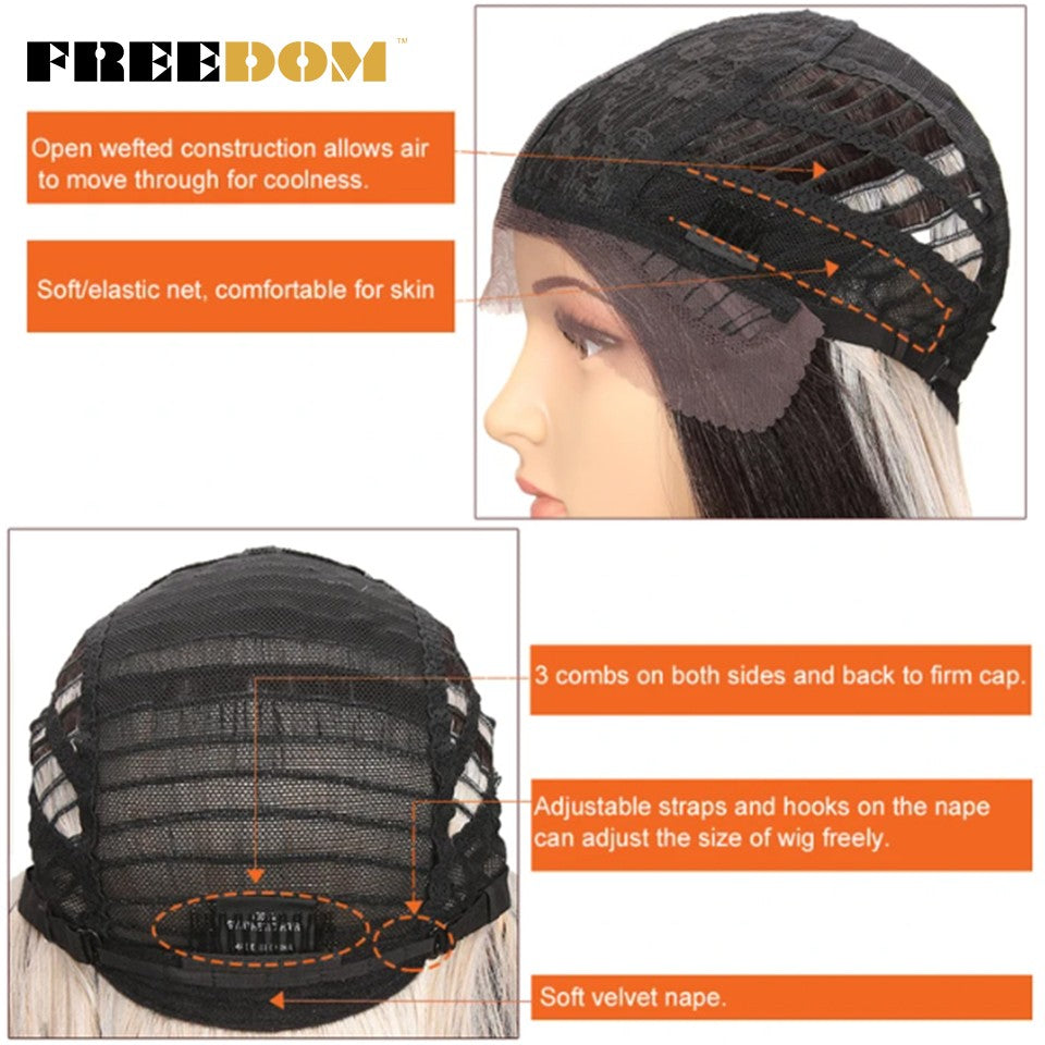 Peruca frontal de renda sintética FREEDOM para mulheres, 38 polegadas, longa, lisa, ombré, marrom, vermelho, gengibre, destaque, perucas frontais de renda, peruca de cosplay