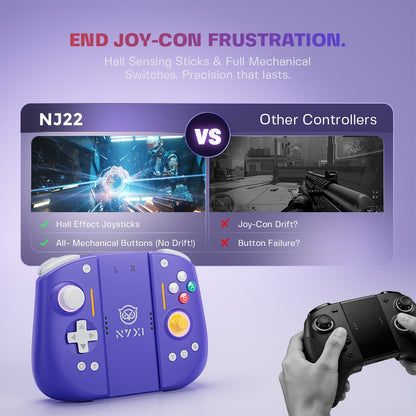 NYXI Hyperion 3 Hall Effect Controller No Drift, Full Mechanical Switches, 9-Axis Gyro, Magnetic Joypad for Nintendo Switch 2, Wireless Gamepad Purple