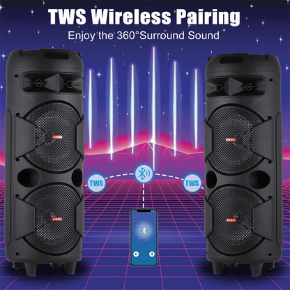 Caixa de som Bluetooth Portátil 6000W Subwoofer Graves Potentes Sistema de Som para Festa Dj Karaokê Luzes RGB Caixa de Som Recarregável