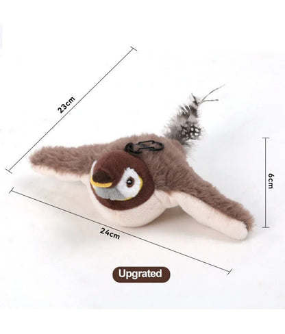 Brinquedos Interativos para Gatos Brinquedo de Pássaro Voador Recarregável para Gatos Pássaro Cantando Batendo Asas (não voa) Pode Adicionar Catnip Brinquedo de Pelúcia Ativado por Toque