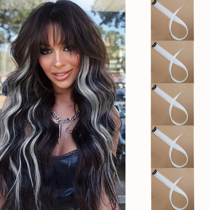 Extensão de Cabelo Tic Tac 5 Peças/Pacote 22 Polegadas Cores Ombré Aplique de Cabelo Arco-Íris Resistente ao Calor para Mulheres