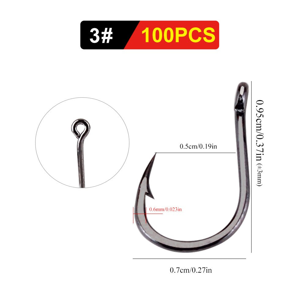 FTK 50-100pçs Anzol de Pesca Dourado Aço de Alto Carbono 1#-12# Anzol Farpado com Olhal Anzóis Vermelhos para Pesca de Carpa