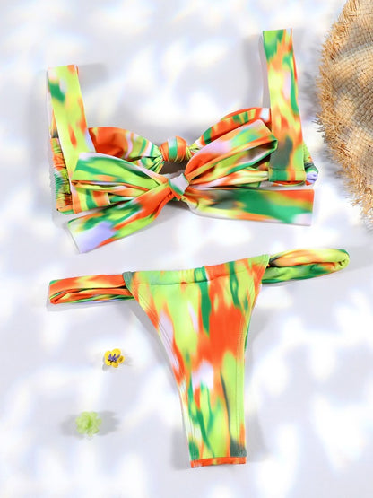 Brown Color Bikinis Bow Swimwear Women'S Summer Swimsuit 2025 Sexy Bikini Set Low Waist Beachwear Push Up Bathing Suits