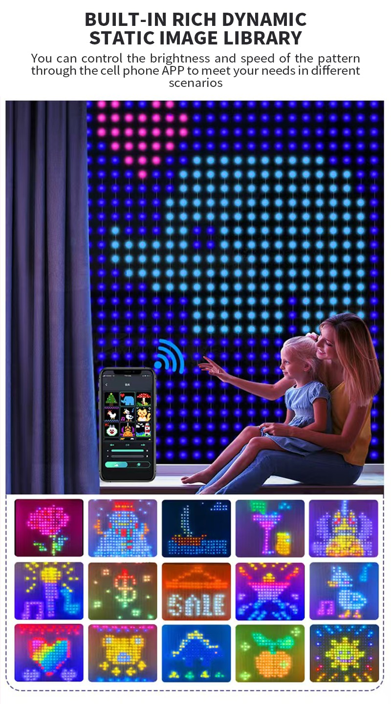 Bluetooth APP Controlled Smart RGBIC LED Curtain Fairy String Lights, DIY Programmable Lights for Bedroom, Wedding, Christmas & Holiday Party