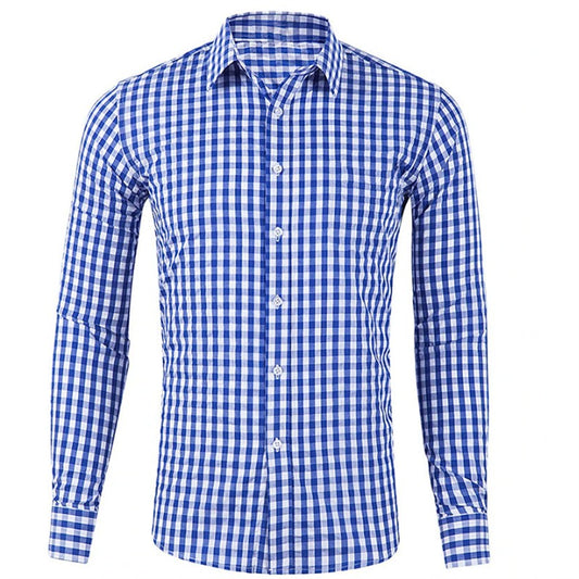 Men's shirt button-up shirt red blue long sleeve plaid/check lapel street resort printed clothing fashion casual Hawaii 5XL