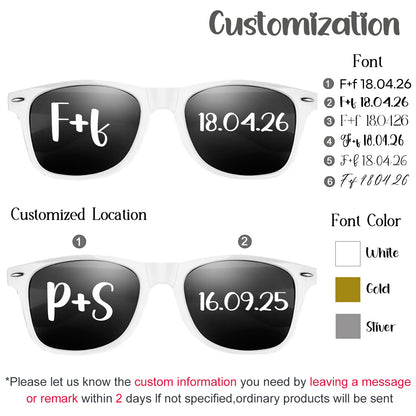 12-120Pcs Custom Wedding Sunglasses Personalised Heart Shaped Sunglasses Wedding Party Favors for Guest Date Initials Custom