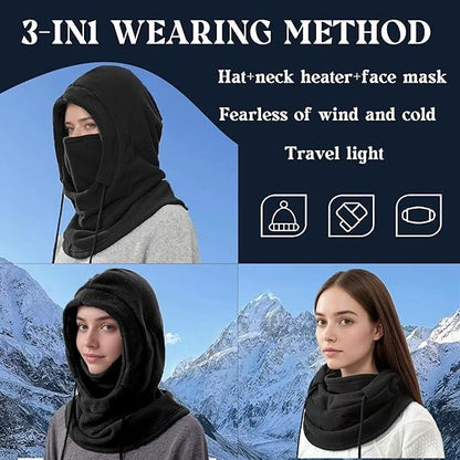 Balaclava Mask Men women warm ski mask Outdoor bicycle windproof and warm hat Knitted hood Windproof Mask with Drawstring