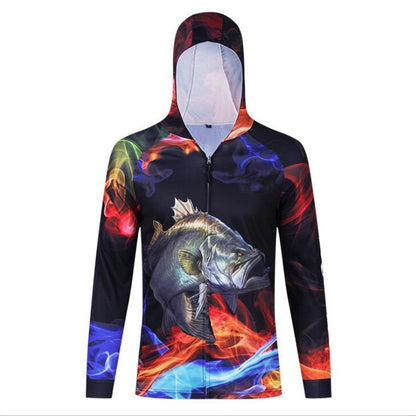 Camisa de Pesca Masculina de Manga Longa Profissional Respirável de Secagem Rápida com Capuz Anti-UV Roupas Masculinas para Exterior Casaco de Pesca
