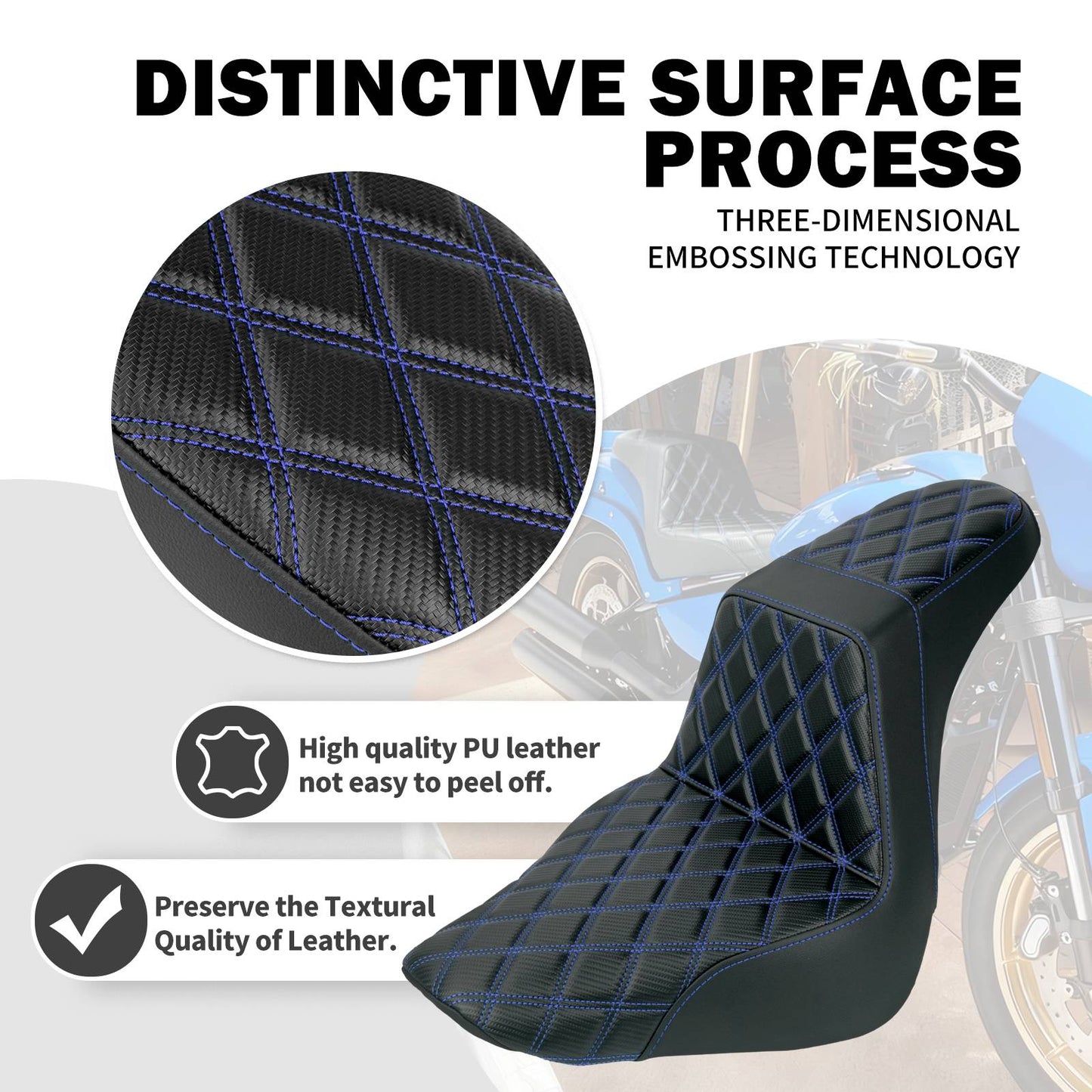 Banco do passageiro do motorista de duas pessoas da motocicleta Selim do piloto Banco dianteiro e traseiro para Harley Softail Fat Boy 2018-2025 Breakout FXBR 2023-25
