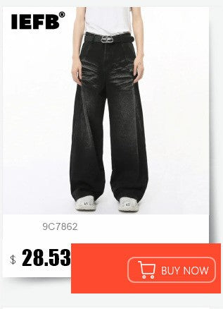 IEFB Calça Jeans Masculina de Verão Azul Velho Lavada Jeans Masculino Reta Casual Masculina Solta Perna Larga Novidade Moda 9C354