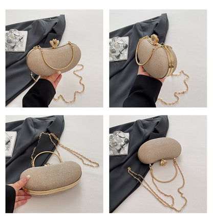 Shiny Mini Evening Bag Rhinestone Chain Purse Luxury Glitter Metal Handel Chain Clutch Elegant Wedding Dress Party Banquet Bag