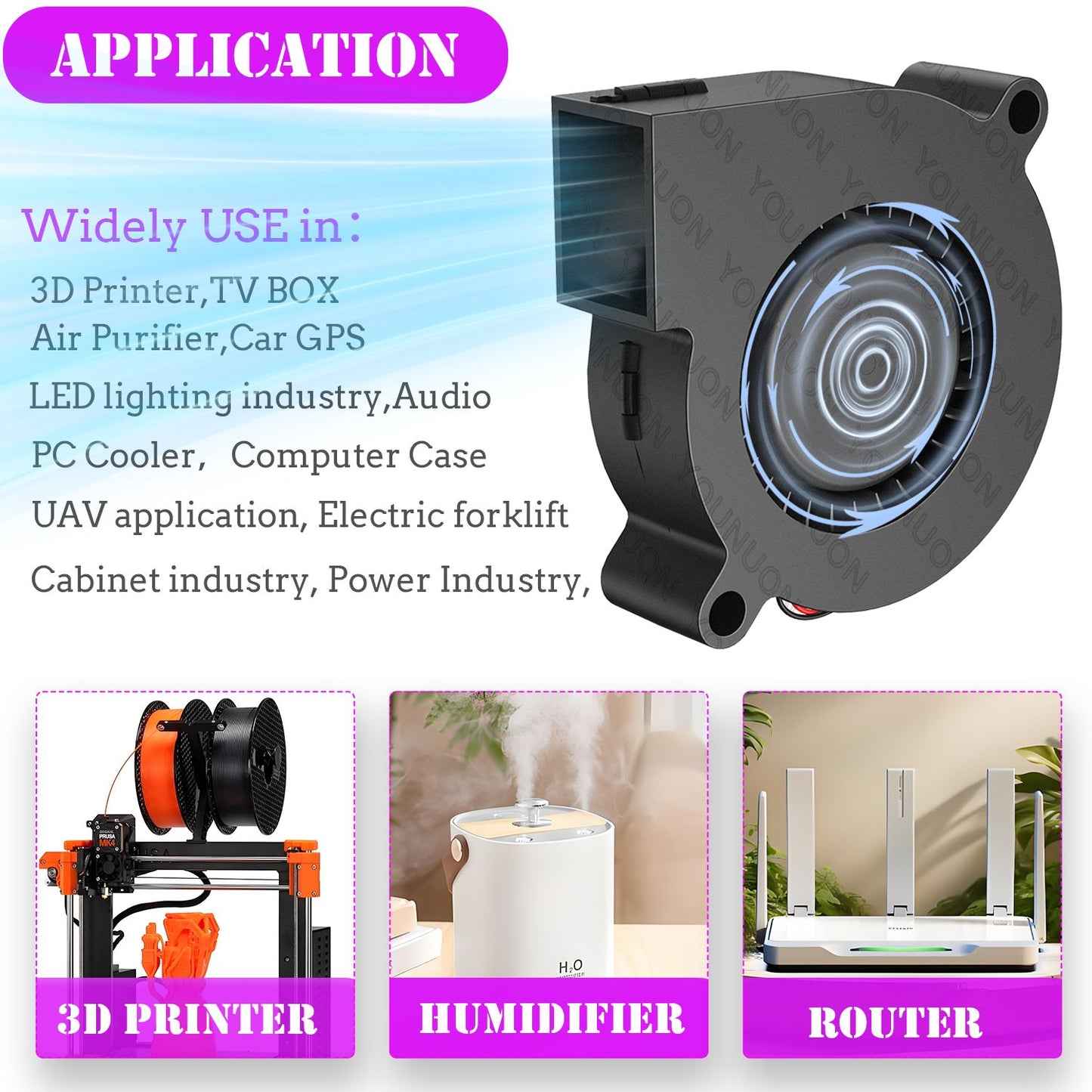 5015 50mm DC 24V 12V 5V 2Pin Dual Ball/Sleeve Bearing Brushless Cooling Turbine Blower Fan 50mm x 15mm Blower Cooler Fan