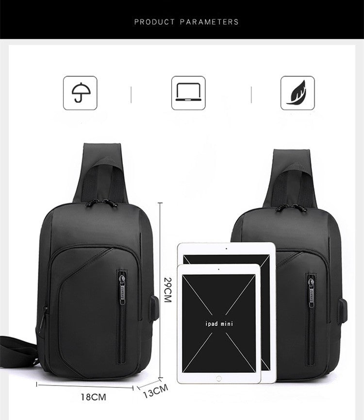 2023 Men's Chest Bag Waterproof Crossbody Bag Multifunction Anti-theft Travel Bags Shoulder Bag Male USB Charging Pouch for Man
