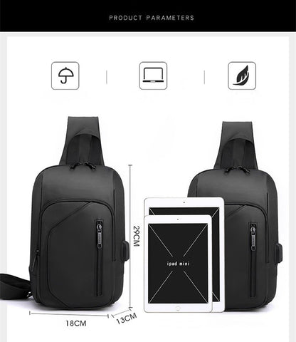 2023 Men's Chest Bag Waterproof Crossbody Bag Multifunction Anti-theft Travel Bags Shoulder Bag Male USB Charging Pouch for Man
