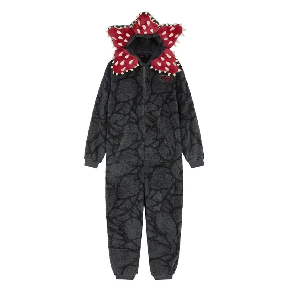 Adult Kids Cannibal Flower Demogorgon Onesie Cosplay Costume Boys Girls Winter Thicken Flannel Fabric Pajamas Halloween Suit