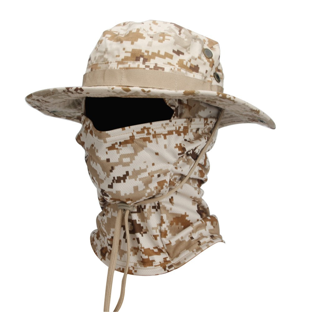 Conjunto 2 Peças Balaclava Chapéu de Aba Larga Conjunto Misto Chapéu Boonie Masculino Proteção Solar Caminhada Acampamento Pesca Chapéu de Sol Pescador