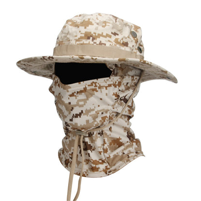 Conjunto 2 Peças Balaclava Chapéu de Aba Larga Conjunto Misto Chapéu Boonie Masculino Proteção Solar Caminhada Acampamento Pesca Chapéu de Sol Pescador