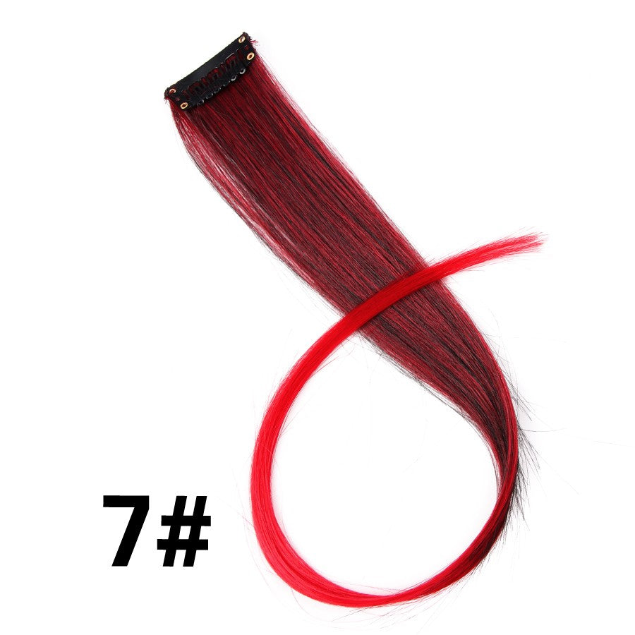 Apliques Sintéticos Presilha de Uma Peça Extensões de Cabelo Arco-Íris Cabelo Sintético Liso Peças de Cabelo de 45cm Longo Ombré Rosa Roxo Vermelho Azul