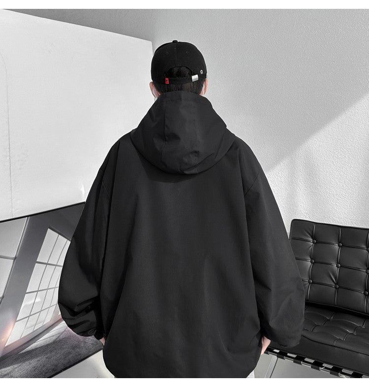 2024 Men Hooded Jacket Men Bomber Jacket Mens Windbreakers Zipper Coats Spring Autumn Loose Cargo Jacket Men Casual Sportswear