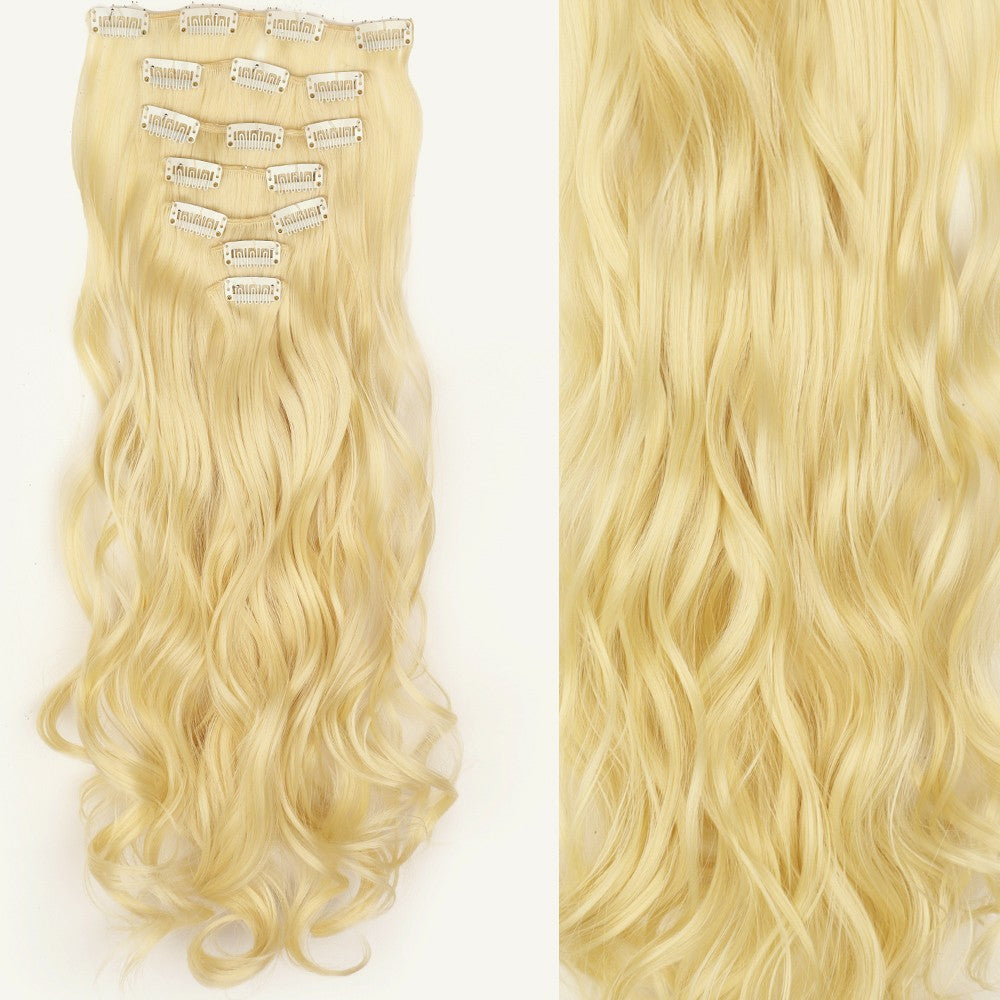 7 peças/conjunto de aplique de cabelo com 16 grampos, preto, longo e liso, cabelo natural, aplique de cabelo ombre, fibra resistente ao calor para penteado feminino