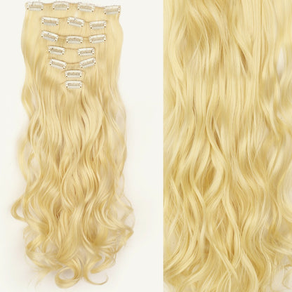 7 peças/conjunto de aplique de cabelo com 16 grampos, preto, longo e liso, cabelo natural, aplique de cabelo ombre, fibra resistente ao calor para penteado feminino