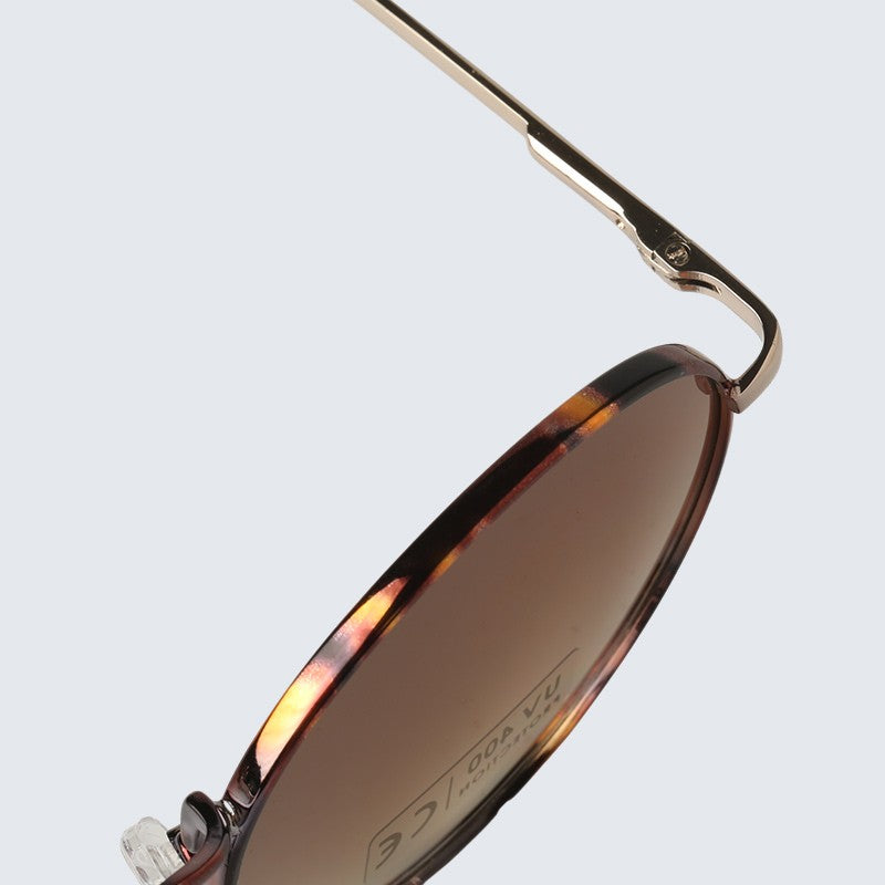 Óculos de Sol Femininos Modernos com Armação Redonda de Metal Polarizados de Grife da Moda UV400